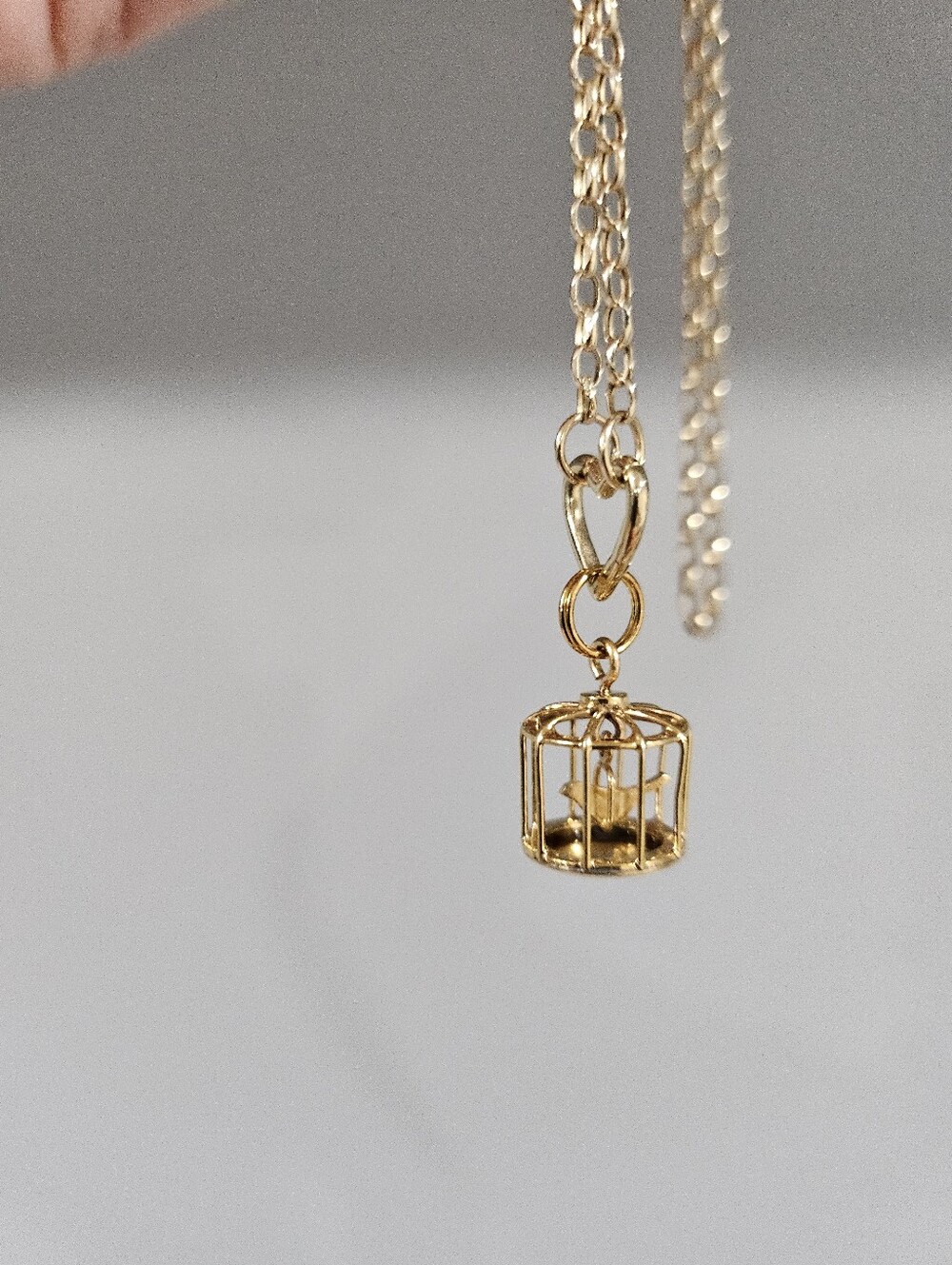 14K Gold Bird Cage Charm